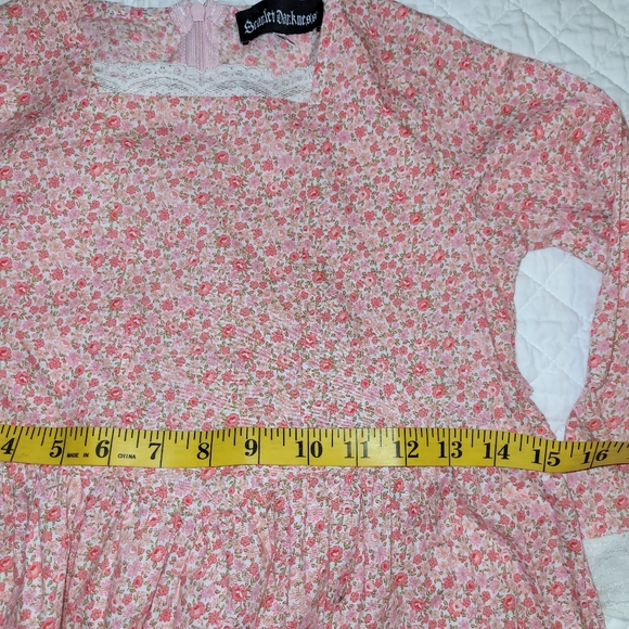 3/$25 Scarlet Darkness Girls Dress Pink Floral Prairie Lace Cottagerore 8-9Y - Picture 10 of 11